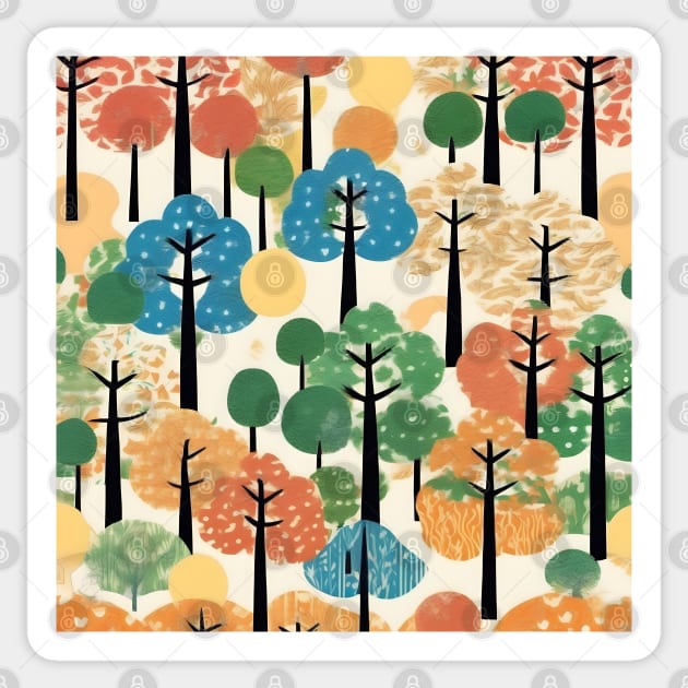 Summer trees origami paper pattern Sticker by craftydesigns